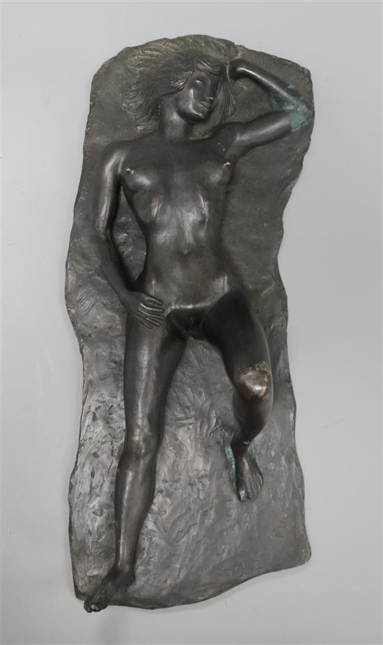 Manfred Von Diepold (1926-1997). A bronze of a reclining nude woman, 1 of 1, signed, length 42cm